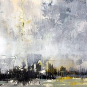 A Day in September (2012) - Oil, drawing, pigmented shellac on wood - 18 x 24 cm