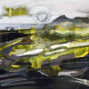 A bed that is never mine (2015) - Oil, drawing, ink, shellac on linen paper - 42 x 56 cm