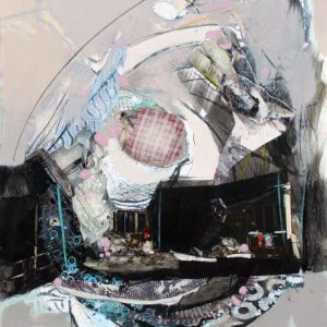 A deceving reflection (2020) - Oil, drawing, collage on cardboard - 29 x 21 cm