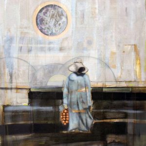 A song that voices never shared (2015) - Oil, drawing, pigmented shellac on canvas - 80 x 70 cm