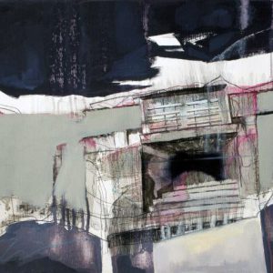 Aisle (2014) - Oil, drawing, ink, charcoal on linen paper - 36 x 48 cm