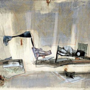Amplification (2019) - Oil, drawing, ink, collage on wood - 30 x 42 cm