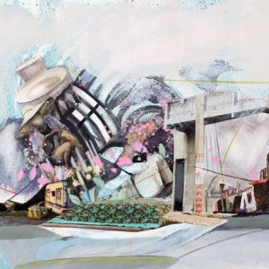 An Idea of something blooming (2017) - Oil, drawing, collage on cardboard - 21 x 29 cm