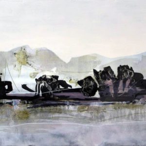 Anecdote (2014) - Oil, drawing, pigmented shellac on linen paper - 38 x 46 cm