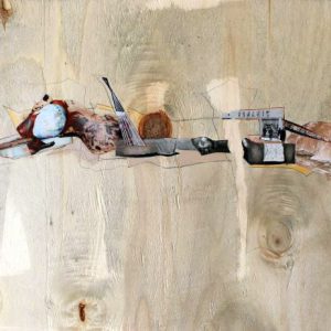 Appurtenance (2019) - Oil, drawing, ink, collage on wood - 30 x 42 cm