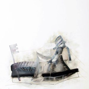 Bilge (2014) - Oil, drawing, pigmented shellac, collage on paper - 40 x 40 cm