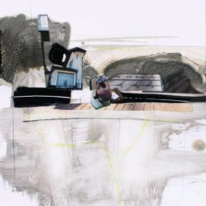 Blighty (2015) - Oil, drawing, collage, pigmented shellac on cardboard - 42 x 30 cm