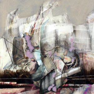 But after all the sun (2020) - Oil, drawing, collage on cardboard - 29 x 21 cm