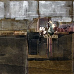 Case Study (2012) - Oil, drawing, pigmented shellac, collage on wood - 42 x 60 cm