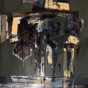 Catching Yourself Thinking (2015) - Oil, drawing, pigmented shellac on canvas - 80 x 70 cm