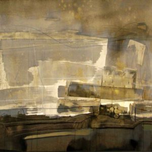 Change of Voice (2013) - Oil, drawing, tape, pigmented shellac on linen paper - 42 x 56 cm