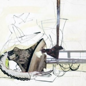 Clearance (2014) - Oil, drawing, pigmented shellac, collage on paper - 21 x 31 cm
