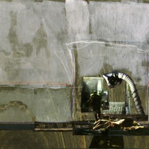 Coesit (2012) - Oil, drawing, pigmented shellac, collage on wood - 30 x 42 cm