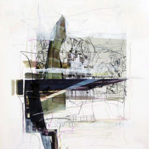 Constant Argumentation I (2013) - Oil, drawing, collage, pigmented shellac on paper - 39 x 32 cm