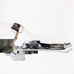Course (2014) - Oil, drawing, pigmented shellac, collage on paper - 40 x 40 cm