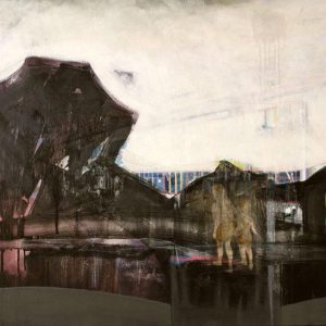 Decampment I (2014) - Oil, drawing, pigmented shellac on canvas - 70 x 80 cm