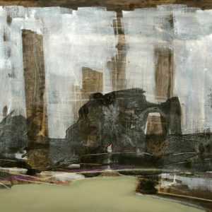 Decampment XVII (2014) - Oil, drawing, pigmented shellac on linen paper - 38 x 46 cm