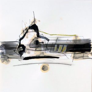 Decampment Z24 (2015) - Oil, drawing, tape, pigmented shellac on paper - 40 x 40 cm