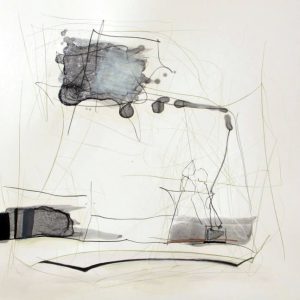 Decampment Z4 (2014) - Oil, drawing, pigmented shellac on paper - 40 x 40 cm