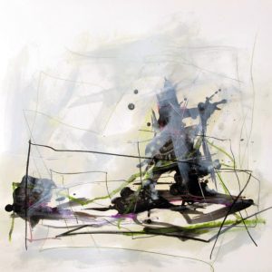 Decampment Z5 (2014) - Oil, drawing, pigmented shellac on paper - 40 x 40 cm