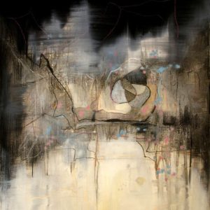 Deklination (2012) - Oil, drawing, pastel, resin on linen paper - 48 x 42 cm