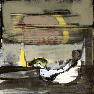 Dropping some truth (2016) - Oil, drawing, pigmented shellac on canvas - 30 x 30 cm