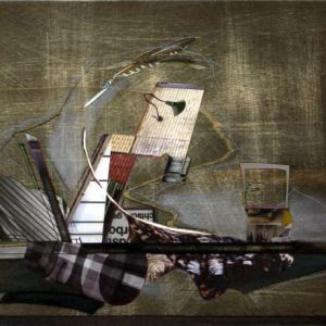 Elementary Formula (2012) - Oil, drawing, pigmented shellac, collage on wood - 30 x 42 cm
