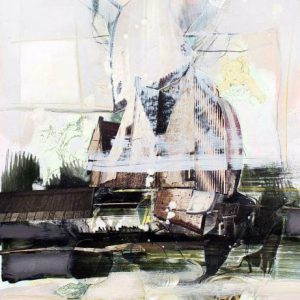 Entering with hesitant steps (2016) - Oil, drawing, collage on cardboard - 29,5 x 21 cm