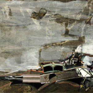 Faktura (2012) - Oil, drawing, pigmented shellac, collage on wood - 30 x 42 cm