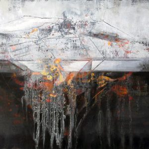 First Colonization (2012) - Oil, drawing, pigmented shellac on wood - 30 x 40 cm