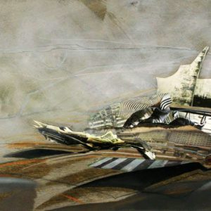 First Idea (2013) - Oil, drawing, pigmented ink, collage on wood - 30 x 42 cm