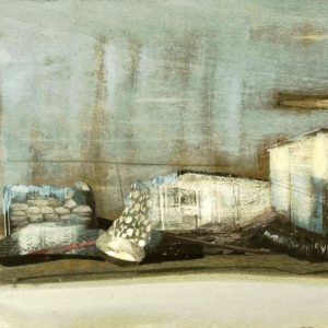 Good Lyfe (2014) - Oil, drawing, pigmented shellac, collage on wood - 30 x 42 cm