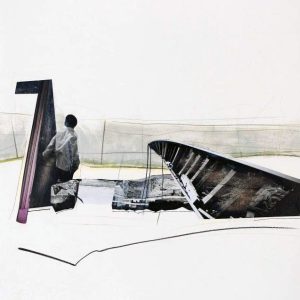 Harbinger (2014) - Oil, drawing, pigmented shellac, collage on paper - 40 x 40 cm
