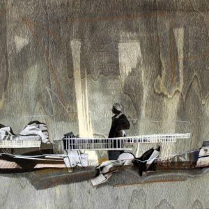 Heeltap (2019) - Oil, drawing, ink, collage on wood - 30 x 42 cm