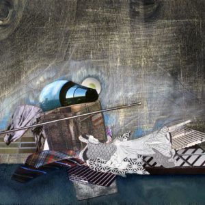 Highest Bid (2012) - Oil, drawing, pigmented shellac, collage on wood - 30 x 42 cm