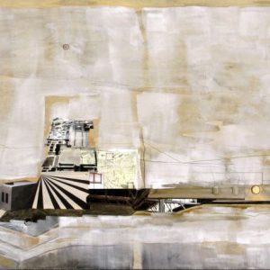 Hyperbel (2014) - Oil, drawing, pigmented shellac, collage on wood - 42 x 60 cm