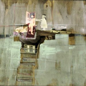 Jakob (2012) - Oil, drawing, pigmented shellac, collage on wood - 30 x 42 cm