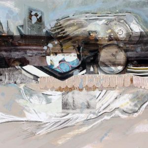 Less upon what is suggested (2016) - Oil, drawing, collage on cardboard - 21 x 29 cm
