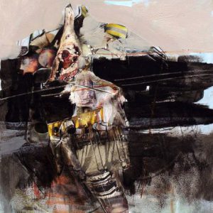 Long distance call (2015) - Oil, drawing, ink, collage on cardboard - 29 x 21 cm