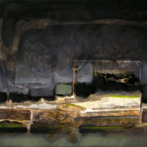 New Land II (2013) - Oil, drawing, pigmented shellac on canvas board - 40 x 50 cm