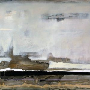 New Land III (2013) - Oil, drawing, pigmented shellac on canvas board - 40 x 50 cm
