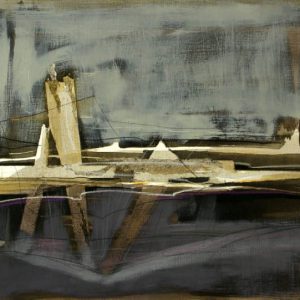 New Land V (2013) - Oil, drawing, pigmented shellac on linen paper - 38 x 46 cm