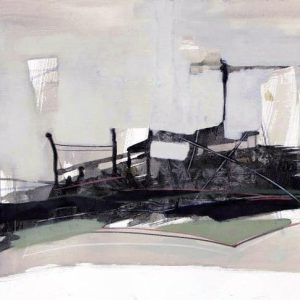 New Land X (2014) - Oil, drawing, pigmented shellac on linen paper - 38 x 46 cm