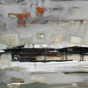 New Land XII (2015) - Oil, drawing, pigmented shellac on linen paper - 38 x 46 cm