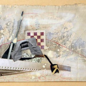 Nomos (2014) - Oil, drawing, pigmented shellac, collage on paper - 21 x 27 cm