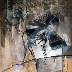 None but ourselves (2015) - Drawing, oil, sepia, collage on cardboard - 32 x 21 cm