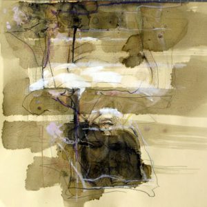 On all the Ways VI (2012) - Oil, drawing, pigmented shellac on paper - 31 x 32 cm