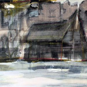 Outside in the distance (2016) - Oil, drawing, pigmented shellac on cardboard - 42 x 56 cm