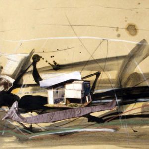 Page of Strabon (2014) - Oil, drawing, collage, pigmented shellac on paper - 22 x 31 cm