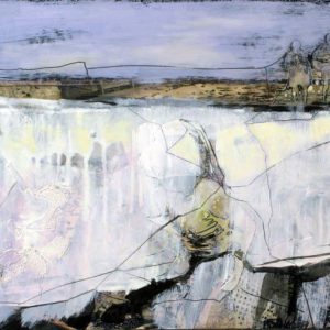 Panta rhei (2013) - Oil, drawing, collage, pigmented shellac on wood - 30 x 42 cm